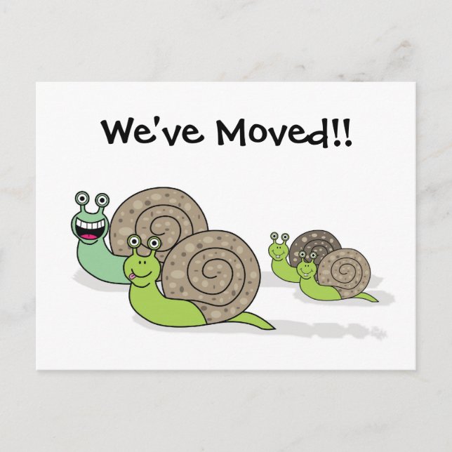 Carte Postale Faire-part Nous Avons Changé de Maison Escargots (Devant)