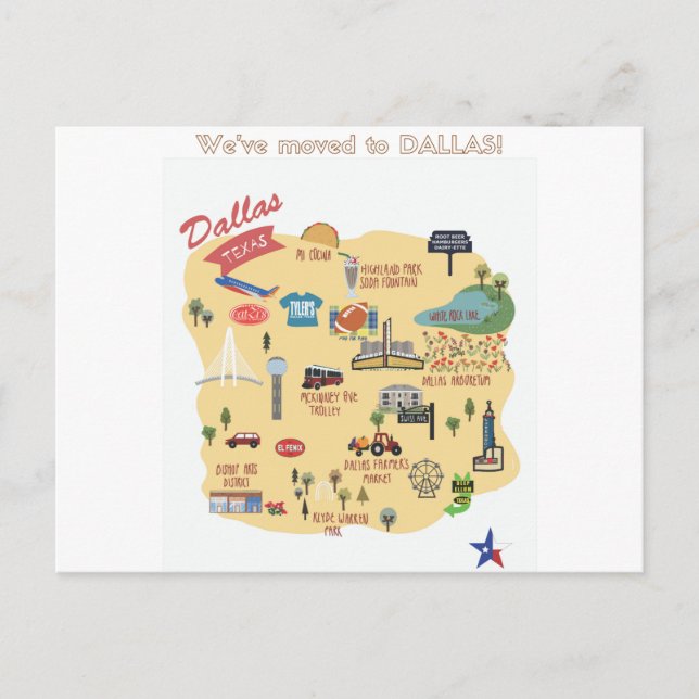 Carte Postale Faire-part Nous avons déménagé à Dallas Texas Postcard (Devant)