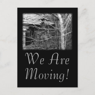 Carte Postale Faire-part Nous Avons Déménagé. Ancien gîte et arbre.