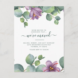 Carte Postale Faire-part Nous Avons Déménagé Aquarelle Eucalyptus Déménage