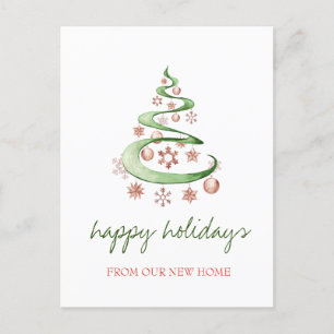 Carte Postale Faire-part Nous Avons Déménagé, Arbre De Noël, Jour De Balls