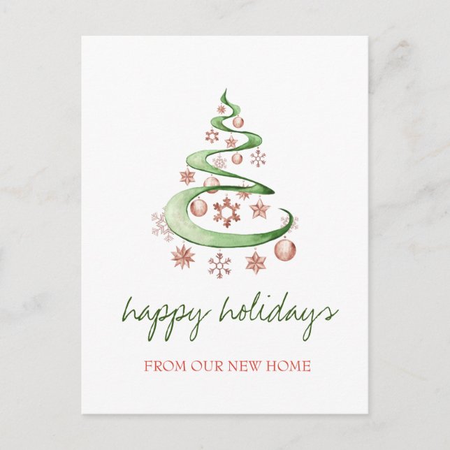 Carte Postale Faire-part Nous Avons Déménagé, Arbre De Noël, Jour De Balls (Devant)