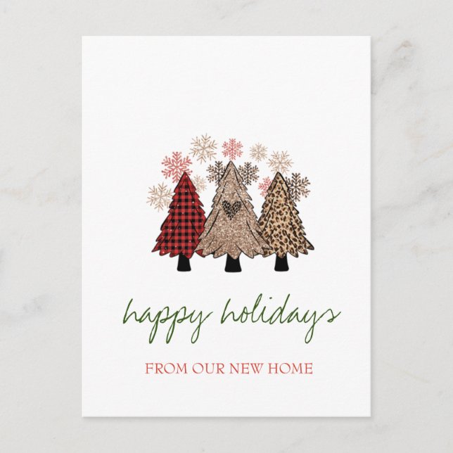 Carte Postale Faire-part Nous avons déménagé,Arbres de Noël Cool  (Devant)