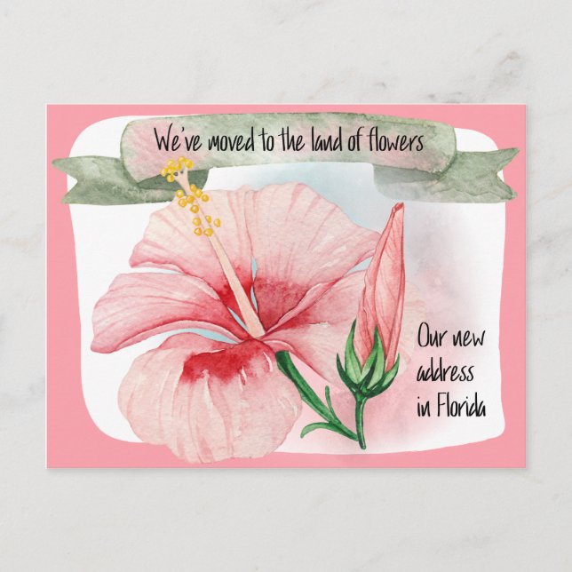 Carte Postale Faire-part Nous avons déménagé au Pays des Fleurs Nouvelle Ad (Devant)
