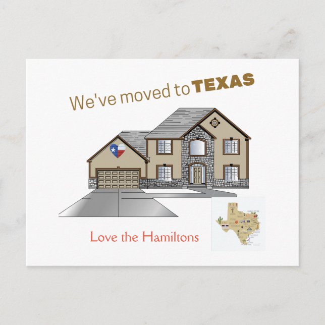 Carte Postale Faire-part Nous avons déménagé au Texas (Devant)