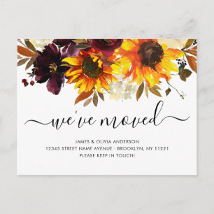 Carte Postale Faire-part Nous avons déménagé Autumn Boho Sunflower Blooms M
