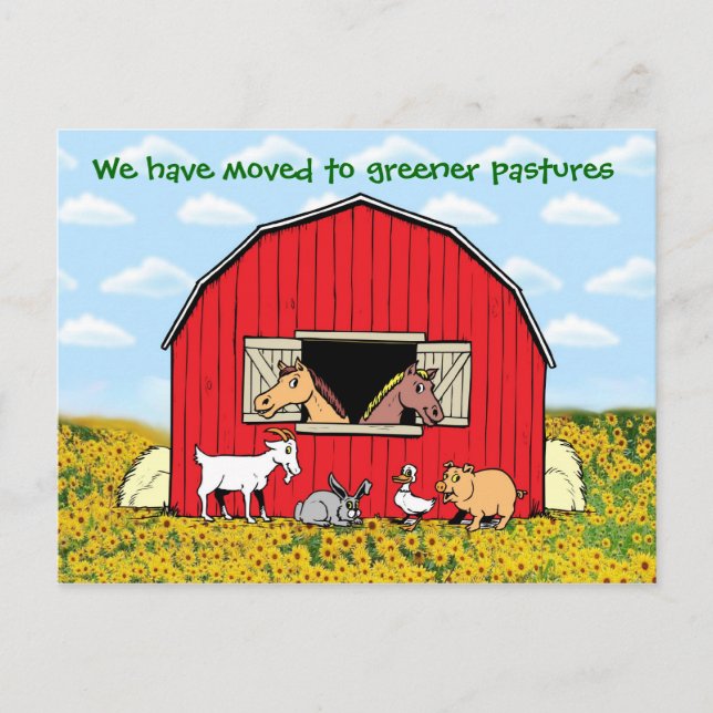 Carte Postale Faire-part Nous avons déménagé avec des animaux de ferme Nouv (Devant)