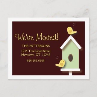 Carte Postale Faire-part Nous avons déménagé Birdhouse Nouvelle Adresse Car