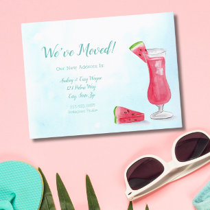 Carte Postale Faire-part Nous avons déménagé Boisson au melon d'eau à l'aqu