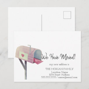 Carte Postale Faire-part Nous avons déménagé, Boîte aux lettres aquarelle N