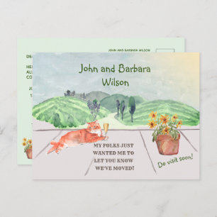 Carte Postale Faire-part Nous avons déménagé Budget Campagne Famille Chat D