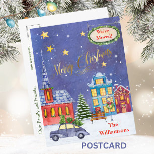 Carte Postale Faire-part Nous avons déménagé Budget Village de Noël Déménag
