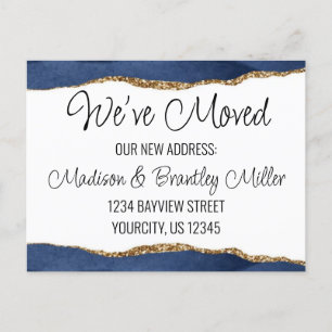 Carte Postale Faire-part Nous avons Déménagé Calligraphie Marine & Parties