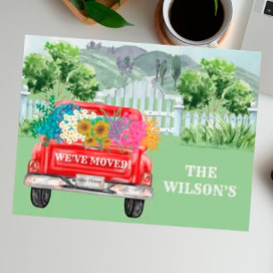 Carte Postale Faire-part Nous avons déménagé Clôture de campagne Floral Bud