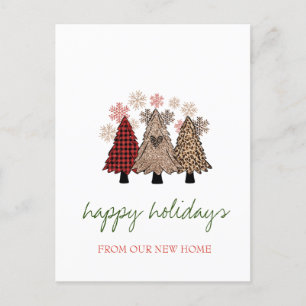 Carte Postale Faire-part Nous Avons Déménagé, Cool arbres de Noël