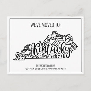 Carte Postale Faire-part Nous avons déménagé Floral Mandala Kentucky State