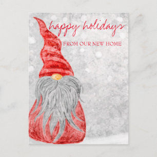 Carte Postale Faire-part Nous avons déménagé, Gnome de Noël