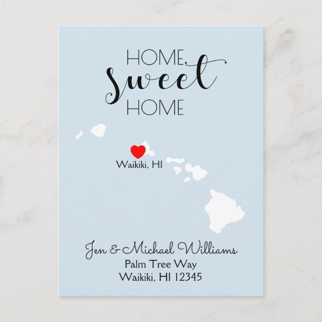 Carte Postale Faire-part Nous avons déménagé | Home Sweet Home Hawaii (Devant)