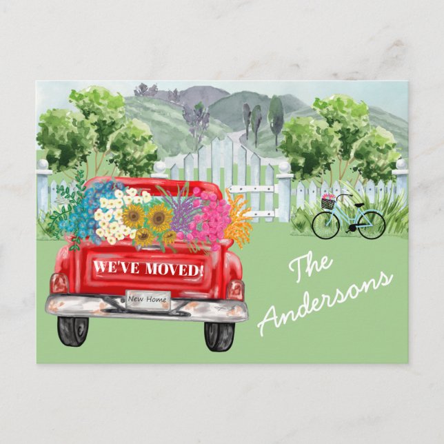 Carte Postale Faire-part Nous avons déménagé la clôture de campagne Budget  (Devant)