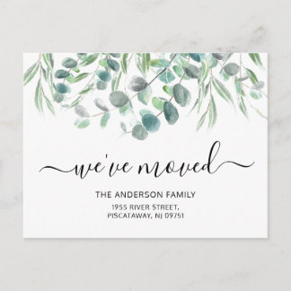 Carte Postale Faire-part Nous avons déménagé le feuillage d'eucalyptus Nouv