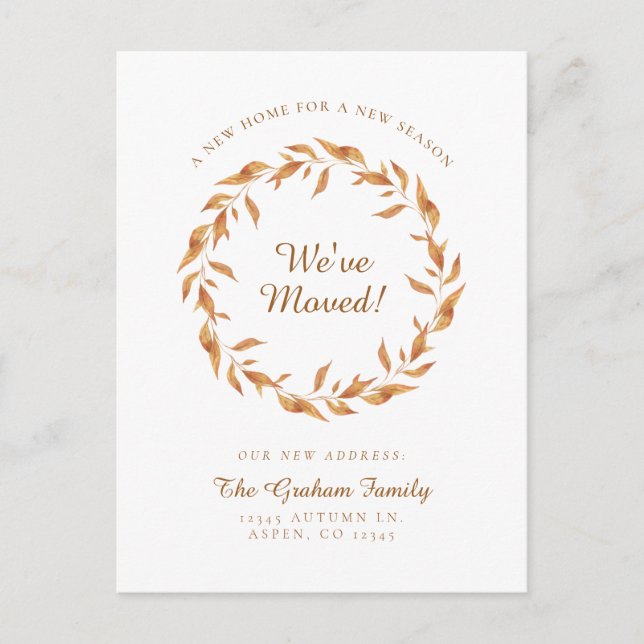 Carte Postale Faire-part Nous avons déménagé les feuilles d'automne Thanksg (Devant)