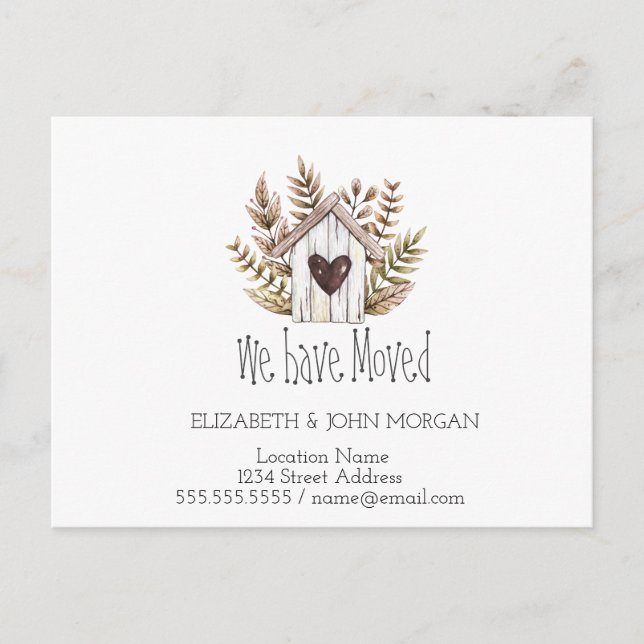 Carte Postale Faire-part Nous Avons Déménagé, Maison En Bois, Nouvelle Adre (Devant)