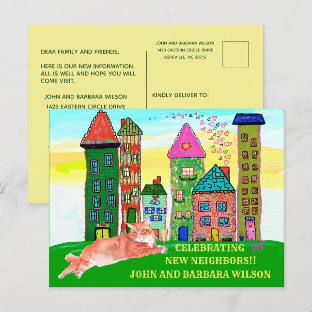 Carte Postale Faire-part Nous avons déménagé Maisons d'Appartements de Vill (Devant / Derrière)