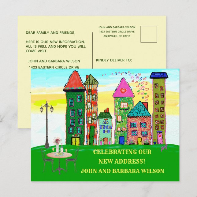 Carte Postale Faire-part Nous avons déménagé Maisons d'Appartements de Vill (Devant / Derrière)