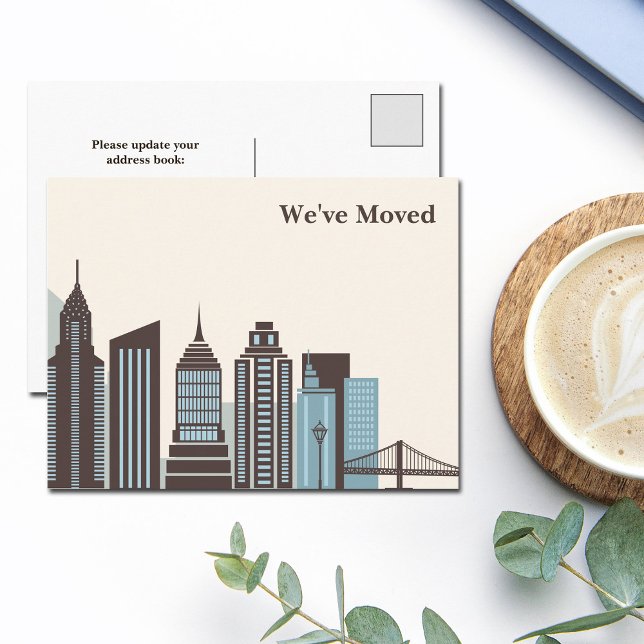 Carte Postale Faire-part Nous avons déménagé Moderne Ville Pont Skyline Mov (Créateur téléchargé)