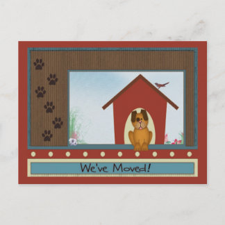 Carte Postale Faire-part Nous avons déménagé Niche pour chien mignonne avec