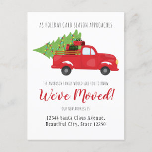 Carte Postale Faire-part Nous avons déménagé Noël Camion Cadeaux Fête Démén