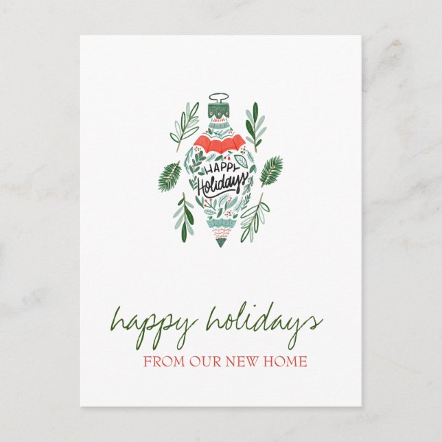 Carte Postale Faire-part Nous Avons Déménagé, Noël Fête Ornement (Devant)