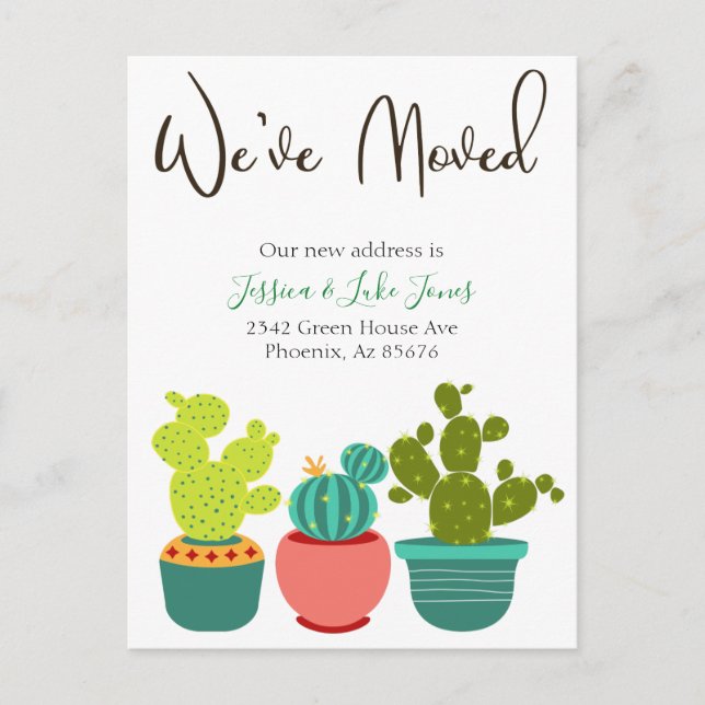Carte Postale Faire-part Nous avons déménagé Nouvelle adresse Cactus House (Devant)