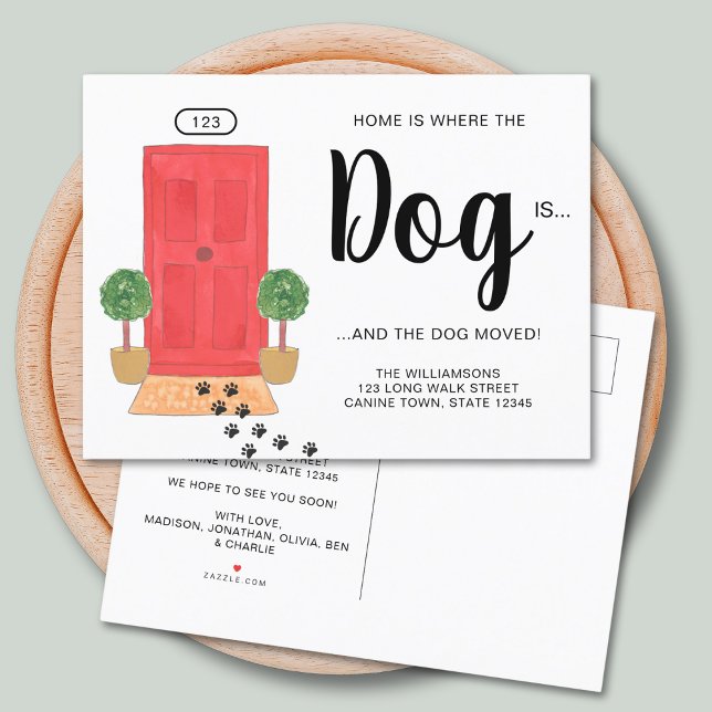 Carte Postale Faire-part Nous avons déménagé Nouvelle adresse Chien qui dém (Créateur téléchargé)