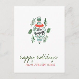 Carte Postale Faire-part Nous avons déménagé, Ornement de Noël