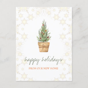 Carte Postale Faire-part Nous avons déménagé,Sapin de Noël,Boules Flocons d