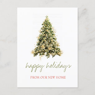 Carte Postale Faire-part Nous avons déménagé,Sapin de Noël,Étoiles Fêtes