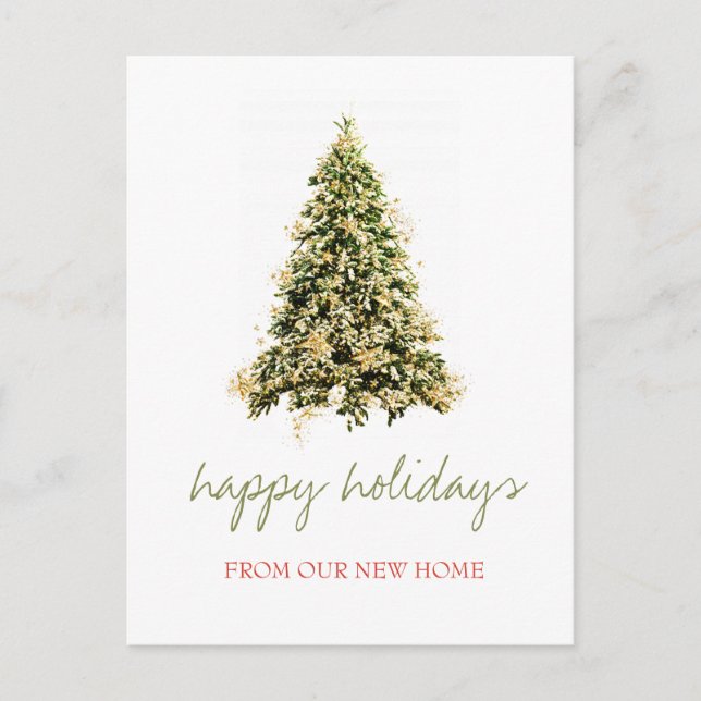 Carte Postale Faire-part Nous avons déménagé,Sapin de Noël,Étoiles Fêtes (Devant)