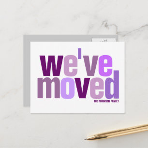 Carte Postale Faire-part Nous avons déménagé (Teintes violettes)