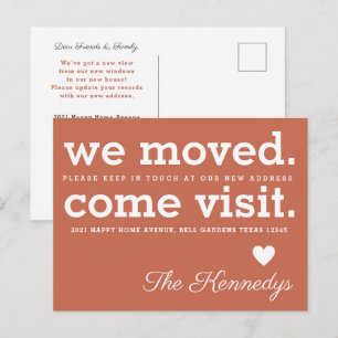 Carte Postale Faire-part Nous avons déménagé Venez visiter Typographie Nouv