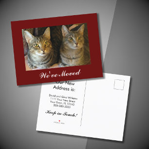 Carte Postale Faire-part Nous avons déplacé Chats Photo Red Moving Nouvelle