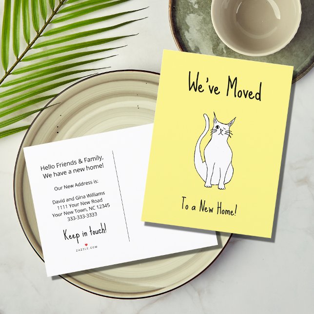 Carte Postale Faire-part Nous avons déplacé Cute Winking Chat Nouveau Accue (Créateur téléchargé)