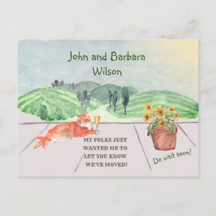 Carte Postale Faire-part Nous avons déplacé Fun Famille Chat Célèbre Déplac