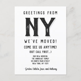 Carte Postale Faire-part Nous avons déplacé Funny Sassy Black Simple Nouvel