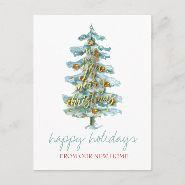 Carte Postale Faire-part Nous avons déplacé l'arbre de Noël aux boules et a (Devant)