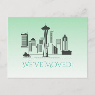 Carte Postale Faire-part Nous avons déplacé Seattle City Skyline