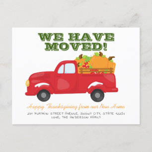 Carte Postale Faire-part Nous avons déplacé Thanksgiving Citrouille Truck M