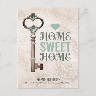 Carte Postale Faire-part Nous avons déplacé Vintage Key Damask Changement d