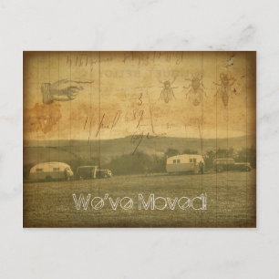 Carte Postale Faire-part Nous avons déplacé Vintage voyage Trailers Grunge 