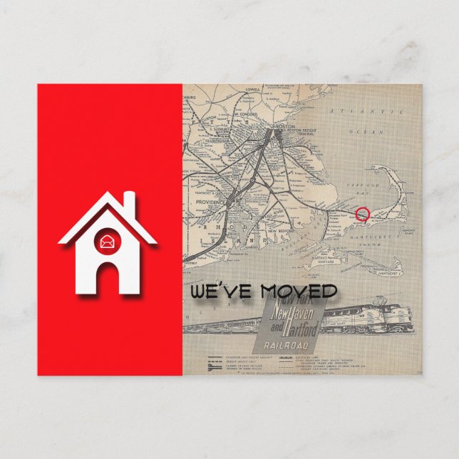 Carte Postale Faire-part Nous avons déplacé W House Map Remplacer par votre (Devant)